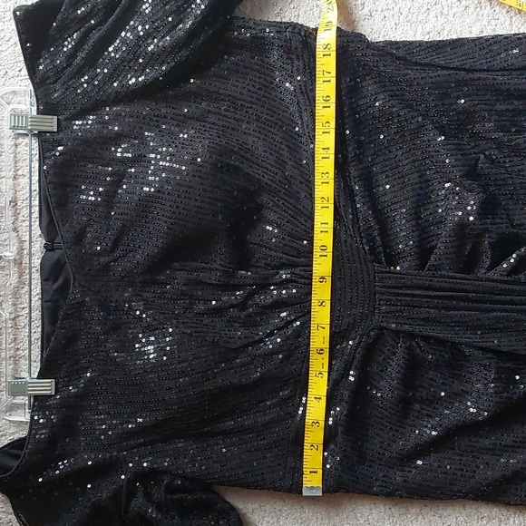 Giffniseti Black Sequin Off Shoulder Maxi Dress Sz 2X - mordernwear.com